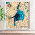 Lake Simcoe Ontario 3D wooden map with layered shoreline detail